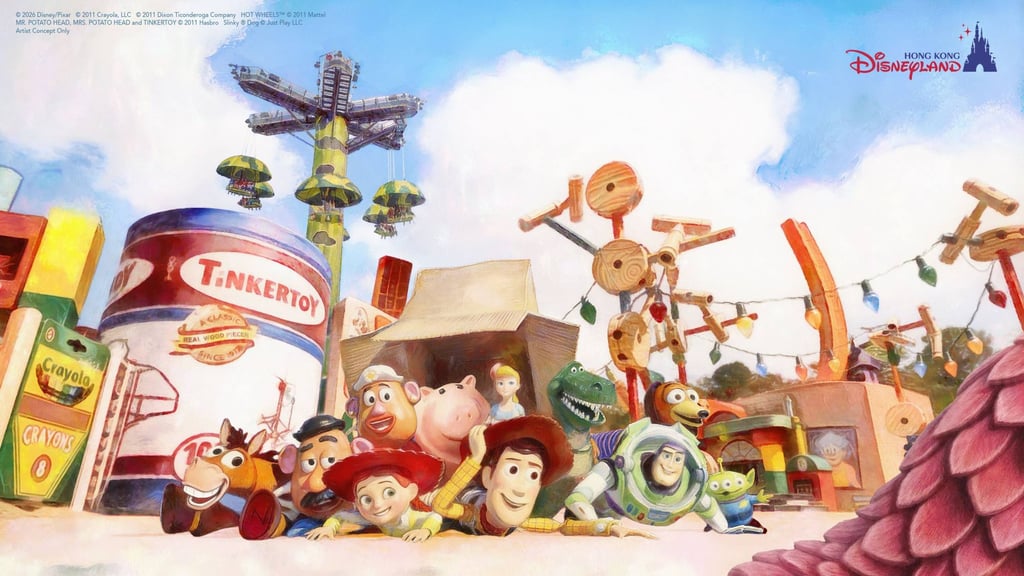 A second illustration offers another possible clue that Poppy is a pangolin plush, with her pink scales seen in the lower right corner of the concept art. Photo: Disneyland A second illustration offers another possible clue that Poppy is a pangolin plush, with her pink scales seen in the lower right corner of the concept art. Photo: Disneyland