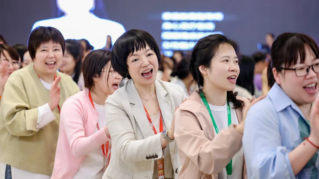 In traditional Chinese families, women often shoulder child-rearing and household duties. The photo above shows mothers engaged in a group training session. Photo: RedNote