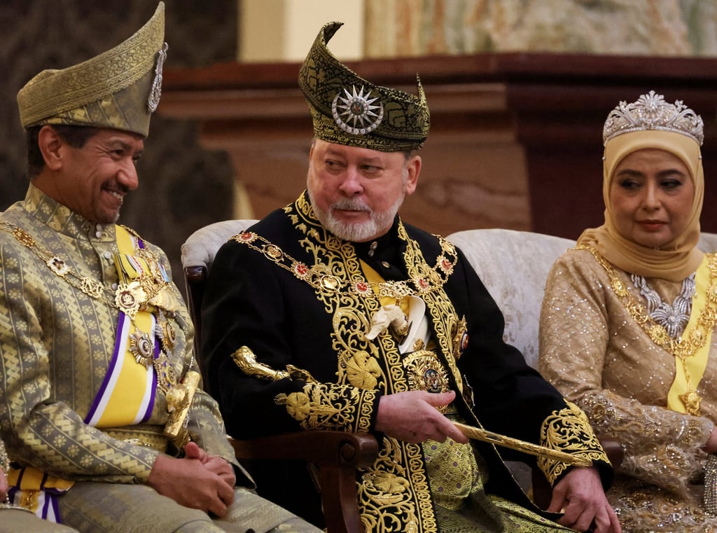 The Malaysian king, Sultan Ibrahim Sultan Iskandar (centre), attends his coronation at the National Palace in Kuala Lumpur in 2024. Photo: Reuters The Malaysian king, Sultan Ibrahim Sultan Iskandar (centre), attends his coronation at the National Palace in Kuala Lumpur in 2024. Photo: Reuters
