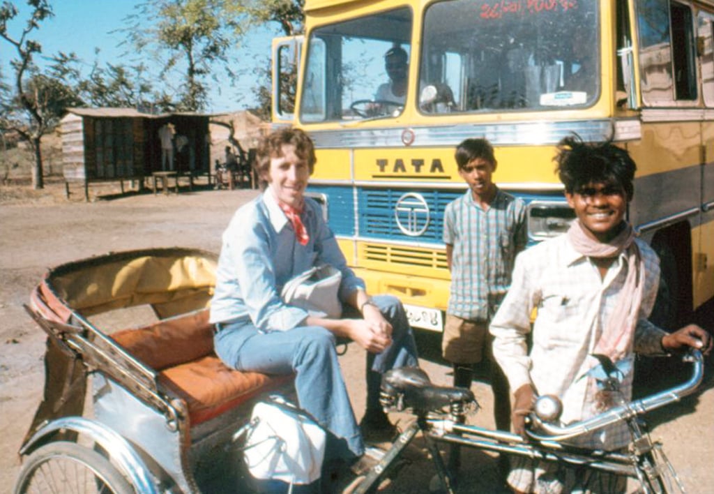 Graham Elsom at the Khajuraho temples, in India, in 1972. Photo: courtesy Graham Elsom Graham Elsom at the Khajuraho temples, in India, in 1972. Photo: courtesy Graham Elsom