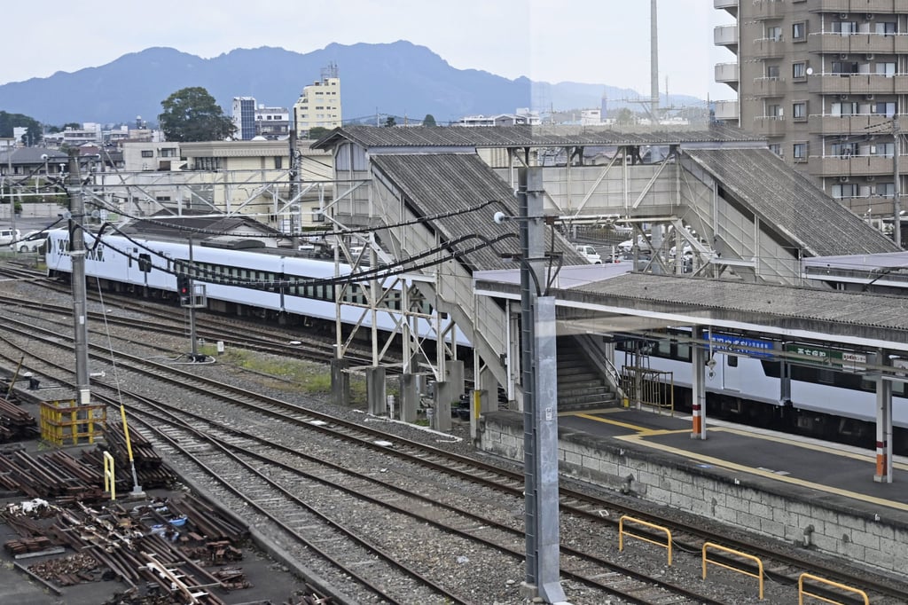 An express train stops at Shin-Kanuma Station on the Tobu Nikko Line after hitting four workers on Thursday. Photo: Kyodo An express train stops at Shin-Kanuma Station on the Tobu Nikko Line after hitting four workers on Thursday. Photo: Kyodo