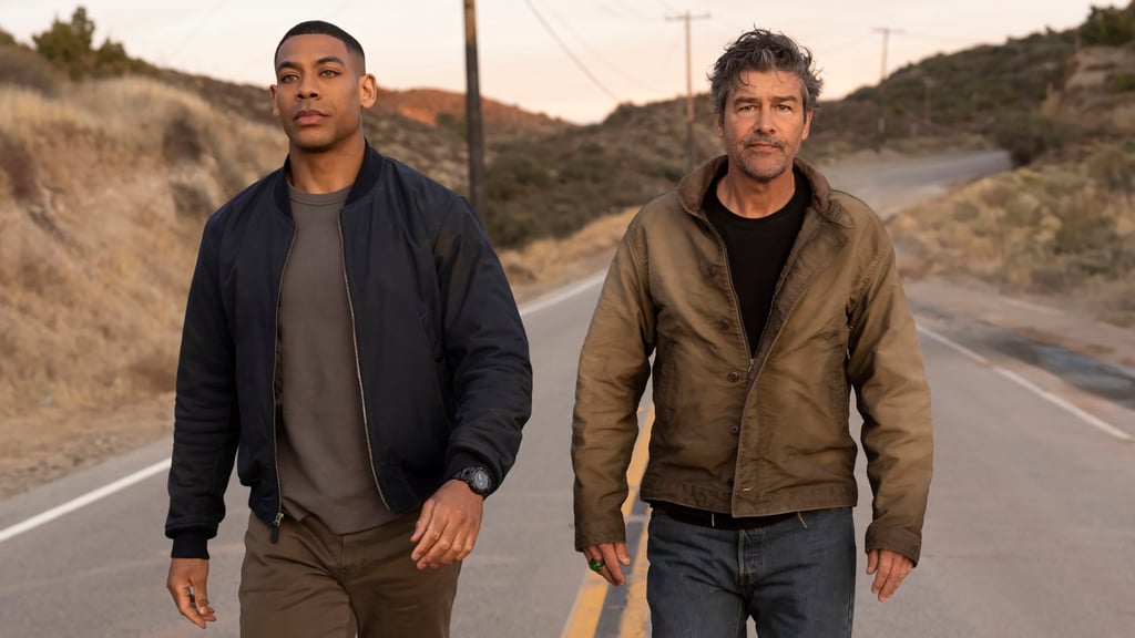 Aaron Pierre, left, and Kyle Chandler in a scene from Lanterns. Photo: HBO Max/TNS