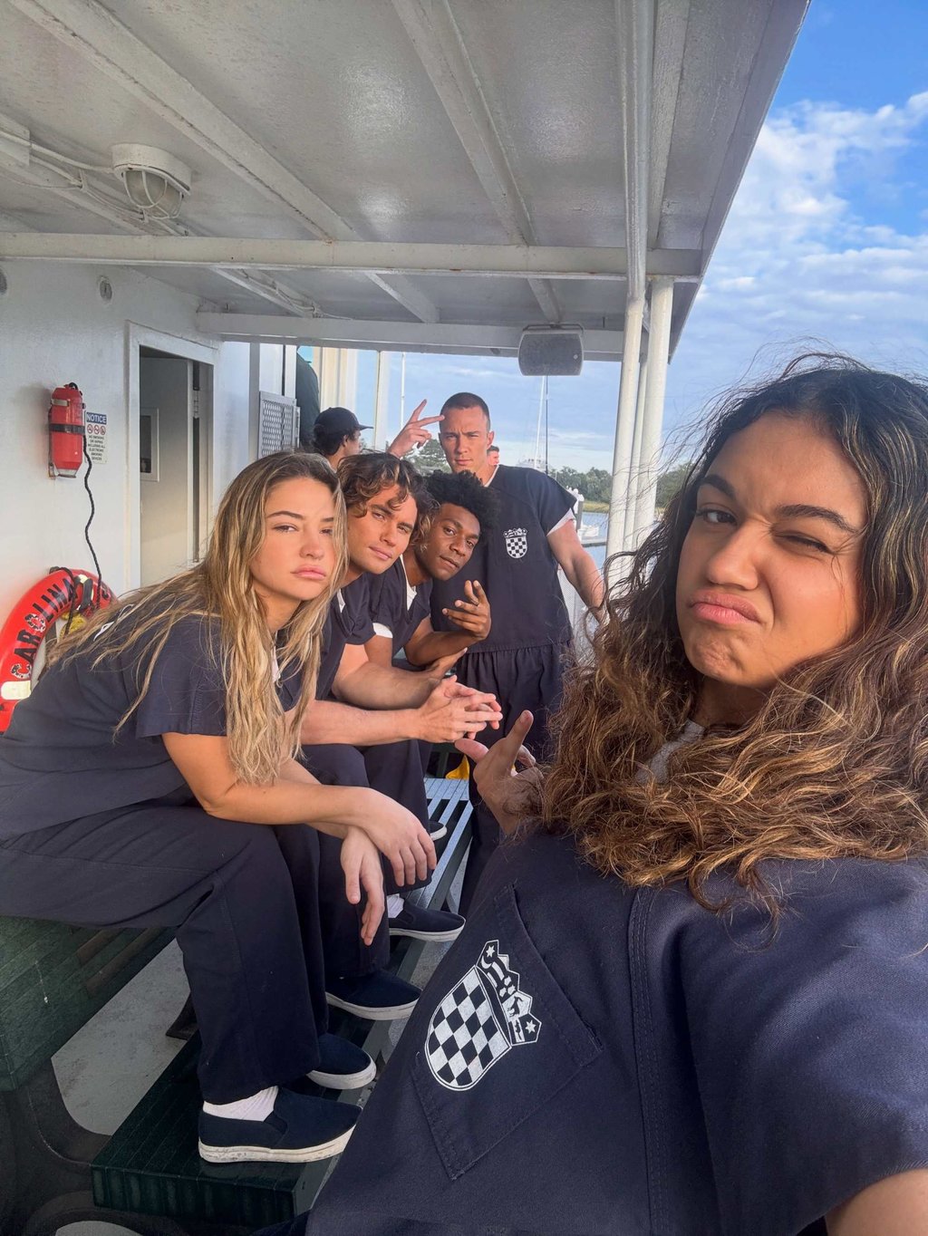 Madison Bailey with her Outer Banks co-stars in August. Photo: @madisonbaileybabe/Instagram