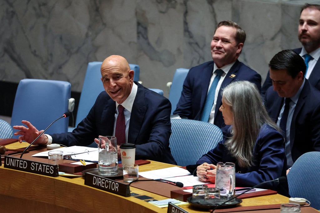 US special envoy for Syria and Iraq and ambassador to Turkey Tom Barrack speaks during a UN Security Council meeting on the situation in the Middle East at the UN headquarters in New York in March. Photo: Reuters US special envoy for Syria and Iraq and ambassador to Turkey Tom Barrack speaks during a UN Security Council meeting on the situation in the Middle East at the UN headquarters in New York in March. Photo: Reuters