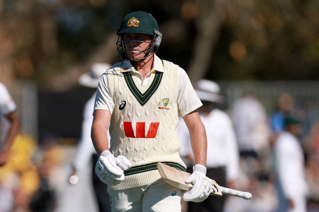 Australia’s Marnus Labuschagne walks off after being bowled on the first day. Photo: AFP Australia’s Marnus Labuschagne walks off after being bowled on the first day. Photo: AFP