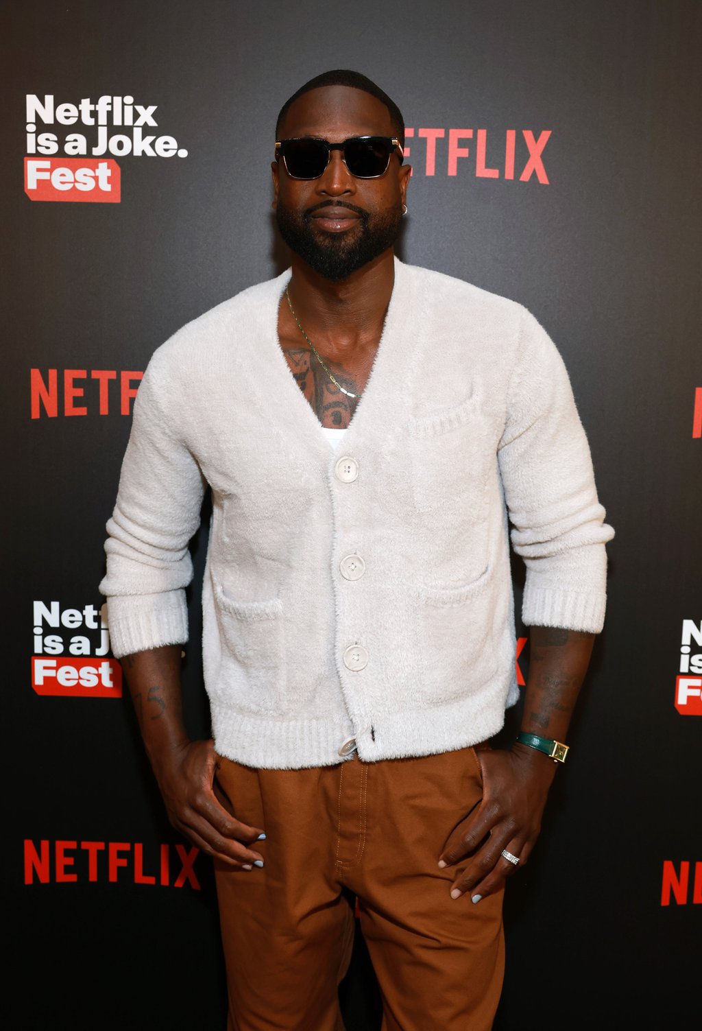 Former NBA star Dwyane Wade wears a Cartier Tank at the 2024 Netflix is a Joke Festival. Photo: Getty Images Former NBA star Dwyane Wade wears a Cartier Tank at the 2024 Netflix is a Joke Festival. Photo: Getty Images