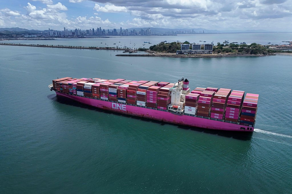 A container ship enters the Panama Canal from the Pacific Ocean earlier this year. Photo: AFP