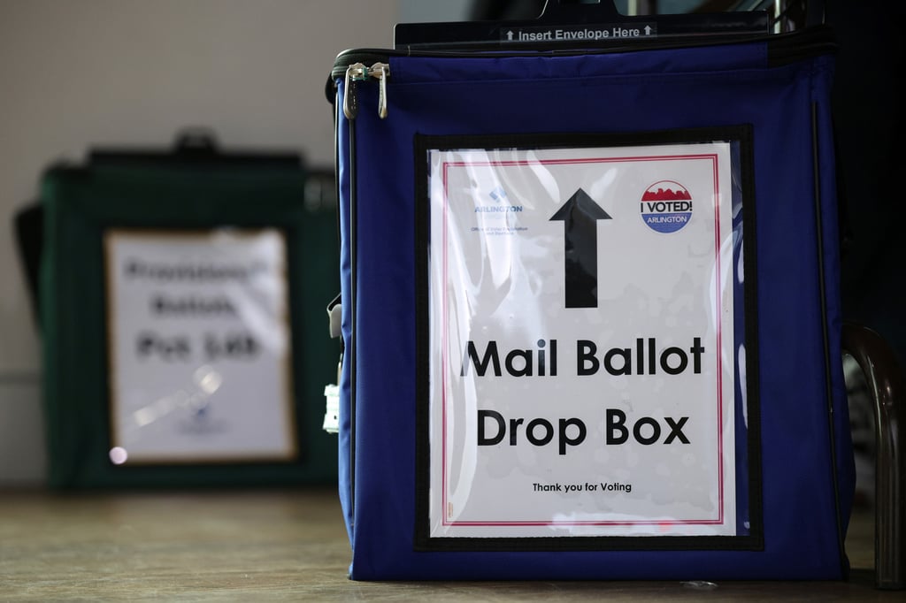 A mail ballot drop box at a polling station. Donald Trump has blamed mail voting – without credible evidence – for his loss to Democrat Joe Biden in 2020. Photo: TNS A mail ballot drop box at a polling station. Donald Trump has blamed mail voting – without credible evidence – for his loss to Democrat Joe Biden in 2020. Photo: TNS