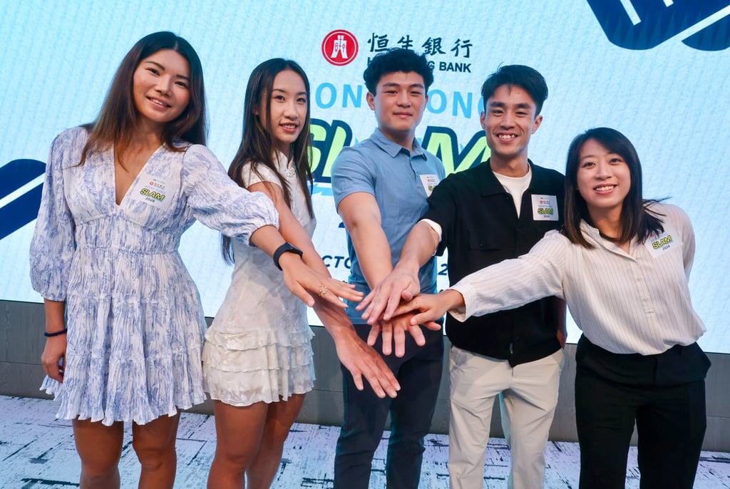 Pickleball players (from left) Kong Lingwei, Long Yufei, Len Yang, Jack Wong, and Nikita Tang. Photo: Jonathan Wong Pickleball players (from left) Kong Lingwei, Long Yufei, Len Yang, Jack Wong, and Nikita Tang. Photo: Jonathan Wong
