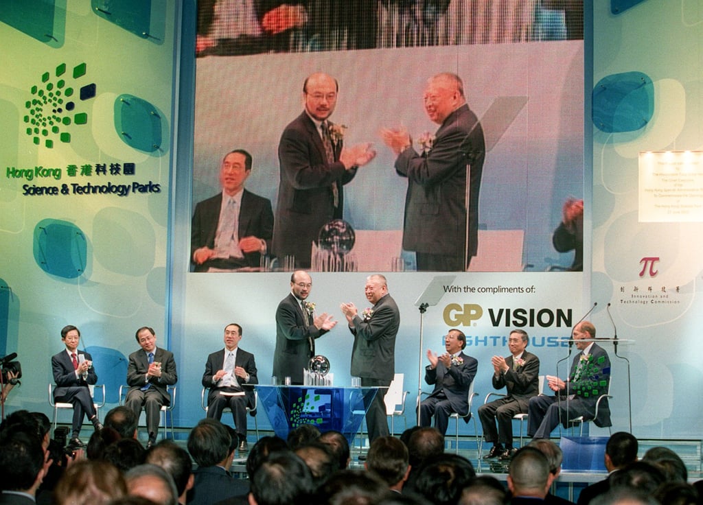 Then-Hong Kong chief executive, Tung Chee-hwa, and Victor Lo, then-chairman of HKSTP, at the park’s opening ceremony at Pak Shek Kok, in June 2002. Photo: K. Y. Cheng Then-Hong Kong chief executive, Tung Chee-hwa, and Victor Lo, then-chairman of HKSTP, at the park’s opening ceremony at Pak Shek Kok, in June 2002. Photo: K. Y. Cheng