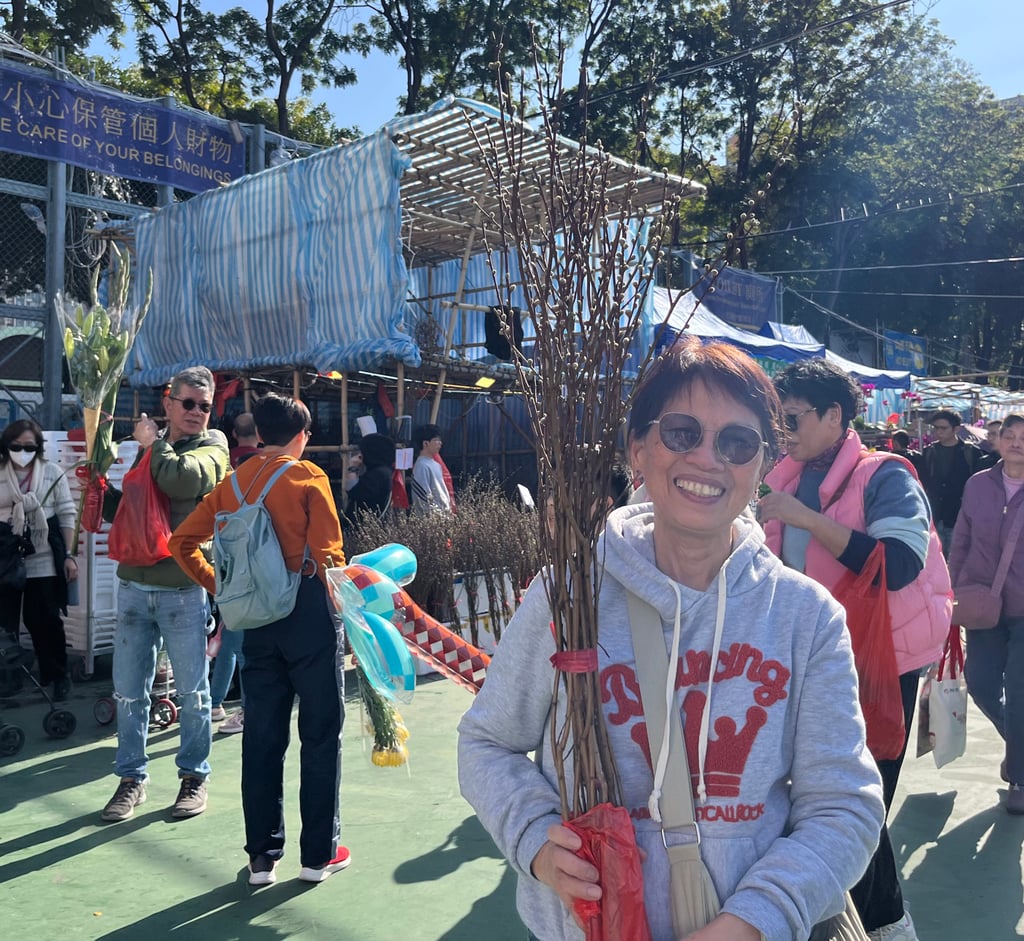 Hong Kong retiree Nancy Ho at the Victoria Park flower market, January 28, 2025. Photo: Emily Hung