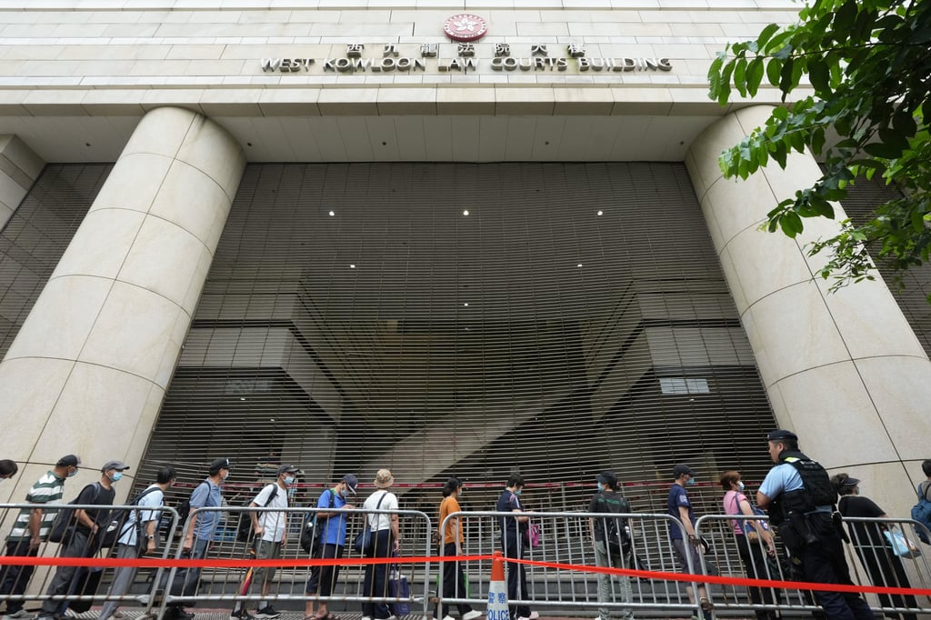 Residents queue up outside West Kowloon Court on Friday to attend the mitigation hearing. Photo: Sun Yeung Residents queue up outside West Kowloon Court on Friday to attend the mitigation hearing. Photo: Sun Yeung
