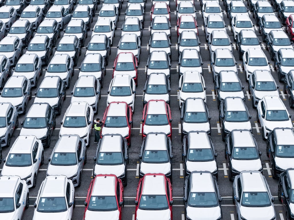 Vehicles for export at Taicang port in Jiangsu province on March 20. Photo: Xinhua Vehicles for export at Taicang port in Jiangsu province on March 20. Photo: Xinhua