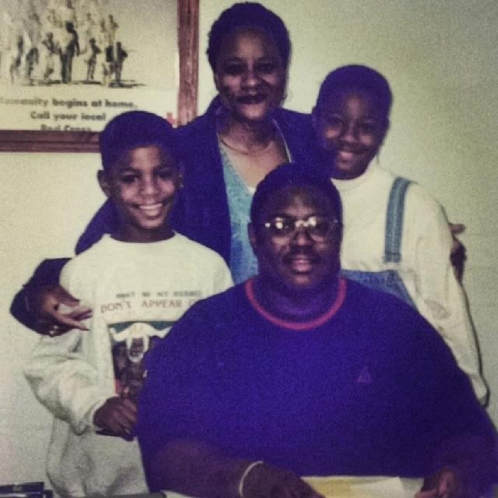 Bryant (left) with dad Kevin, sister Brittany and grandmother Debra Austin, in Lima, Ohio, 1993-1994. Photo: courtesy Bryant Austin Bryant (left) with dad Kevin, sister Brittany and grandmother Debra Austin, in Lima, Ohio, 1993-1994. Photo: courtesy Bryant Austin