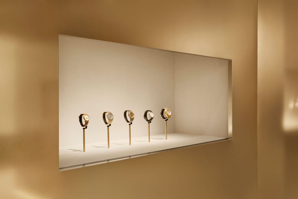 Audemars Piguet timepieces showcased in a wall display at AP House Macau. Photo: Handout Audemars Piguet timepieces showcased in a wall display at AP House Macau. Photo: Handout
