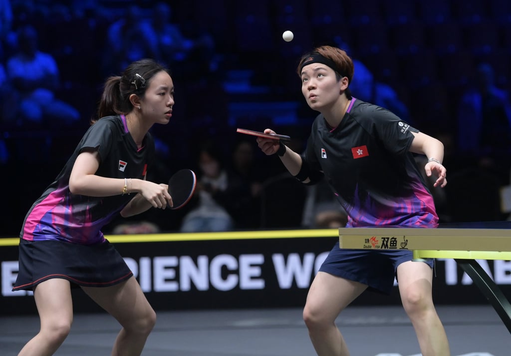 Pedrey Ng (left) and Doo Hoi-kem competing in last month’s WTT Europe Smash final. Photo: Xinhua