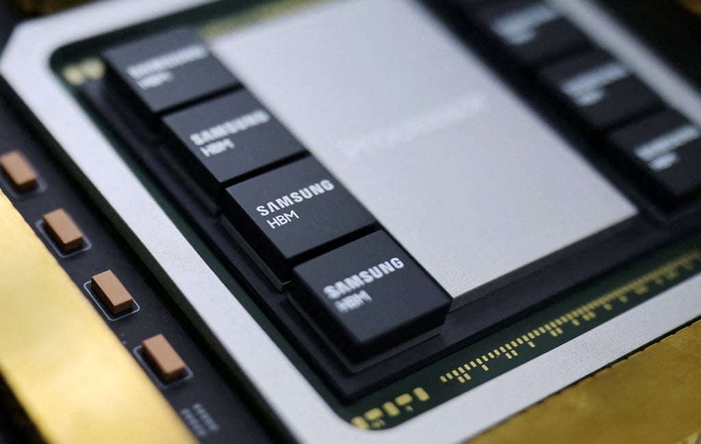 A Samsung Electronics’ sixth-generation high-bandwidth memory solution is displayed during the Korea Tech Festival in Seoul on December 4, 2025. Photo: Reuters