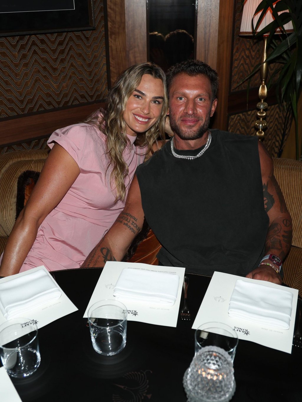 Aryna Sabalenka with her fiancé Georgios Frangulis this week. Photo: @georgiosfrangulis/Instagram