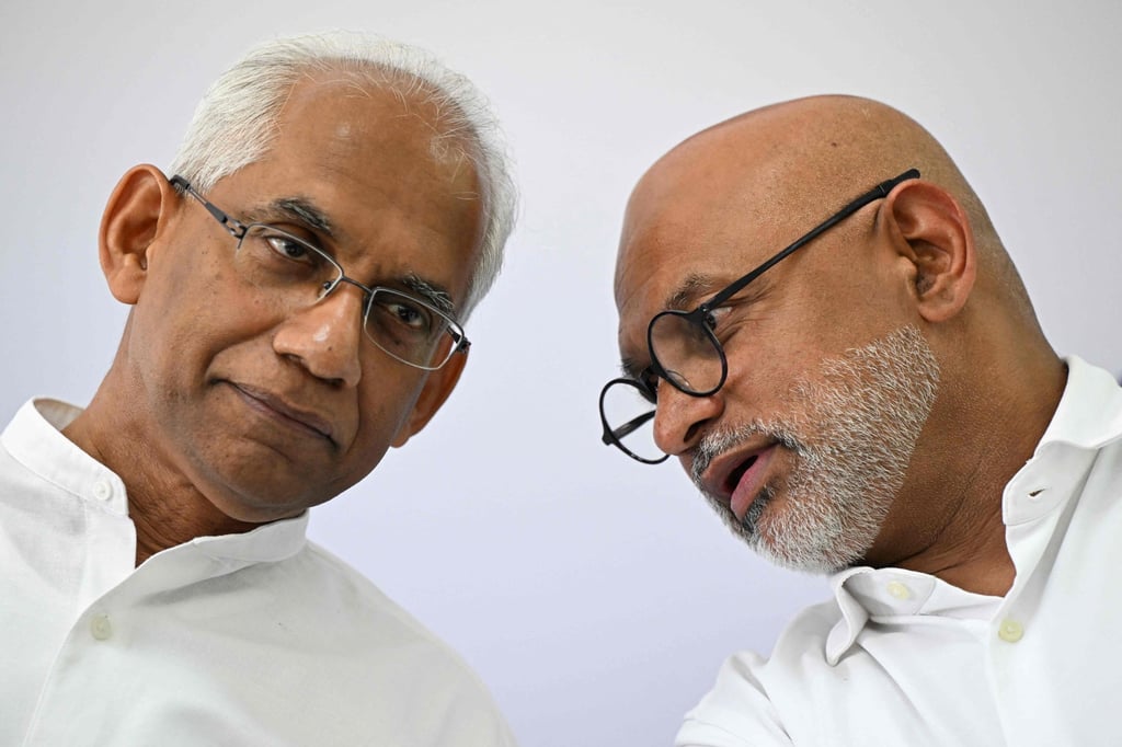 Sri Lanka cricket transformation committee chairman Eran Wickramaratne (left) speaks with secretary Prakash Schaffter during a press conference at the Sri Lanka Cricket Board office in Colombo. Photo: AFP Sri Lanka cricket transformation committee chairman Eran Wickramaratne (left) speaks with secretary Prakash Schaffter during a press conference at the Sri Lanka Cricket Board office in Colombo. Photo: AFP
