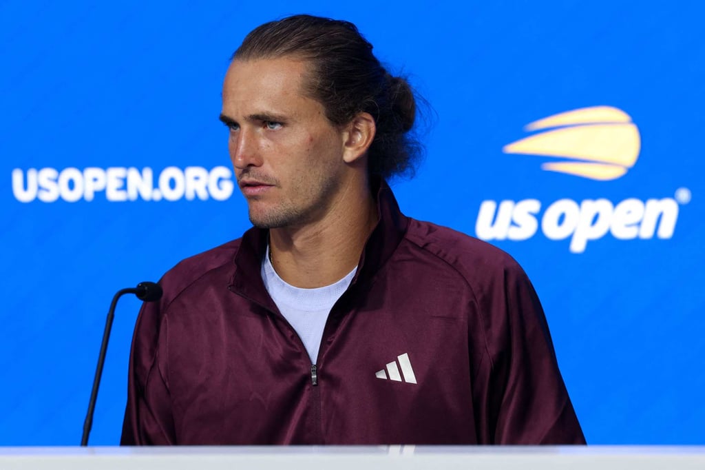 Alexander Zverev speaks during a press conference ahead of the US Open at the USTA Billie Jean King National Tennis Center on August 28. Photo: Getty Images/AFP