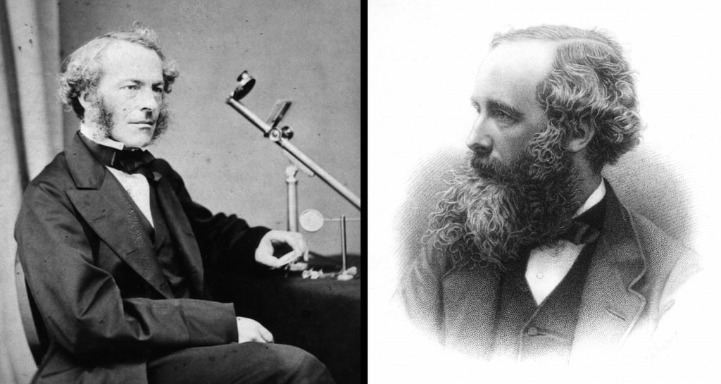 Irish mathematician and physicist Sir George Gabriel Stokes (left) and Scottish theoretical physicist James Clerk Maxwell conducted “cat-turning” experiments in the 1850s. Photos: Getty Images