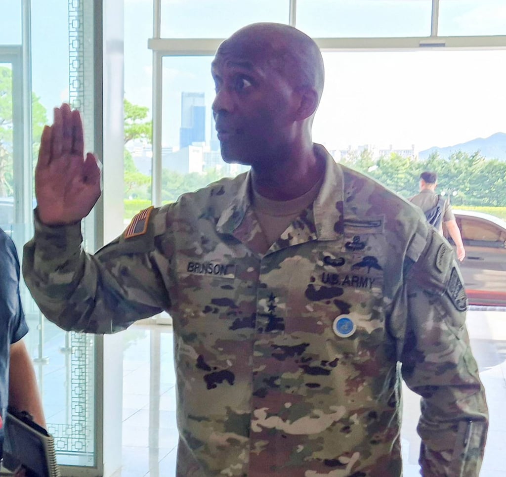 USFK Commander Xavier Brunson leaves after visiting the Defence Ministry in Seoul on August 18. Photo: Yonhap/AFP USFK Commander Xavier Brunson leaves after visiting the Defence Ministry in Seoul on August 18. Photo: Yonhap/AFP