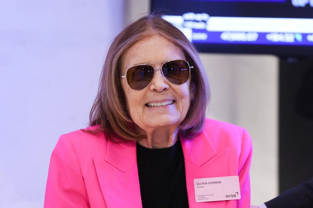 Gloria Steinem looks on prior to ringing the closing bell on the floor of the New York Stock Exchange (NYSE) during International Women’s Day in New York on March 9. Photo: AFP via Getty Images Gloria Steinem looks on prior to ringing the closing bell on the floor of the New York Stock Exchange (NYSE) during International Women’s Day in New York on March 9. Photo: AFP via Getty Images
