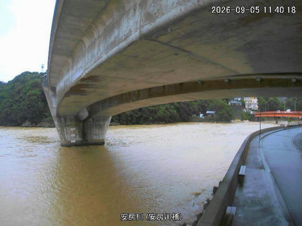 Footage from a live camera shows a river in Yakushima, Kagoshima prefecture, swollen by heavy rain on Saturday. Photo: Kyodo Footage from a live camera shows a river in Yakushima, Kagoshima prefecture, swollen by heavy rain on Saturday. Photo: Kyodo