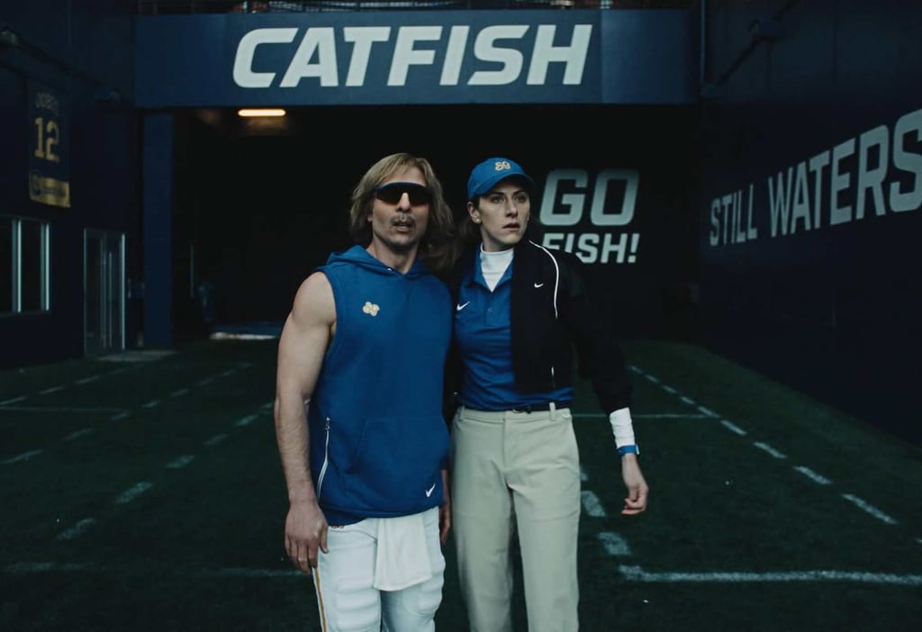 A scene from Chad Powers featuring Glen Powell (left) and Perry Mattfeld. Photo: @perrymattfeld/Instagram A scene from Chad Powers featuring Glen Powell (left) and Perry Mattfeld. Photo: @perrymattfeld/Instagram