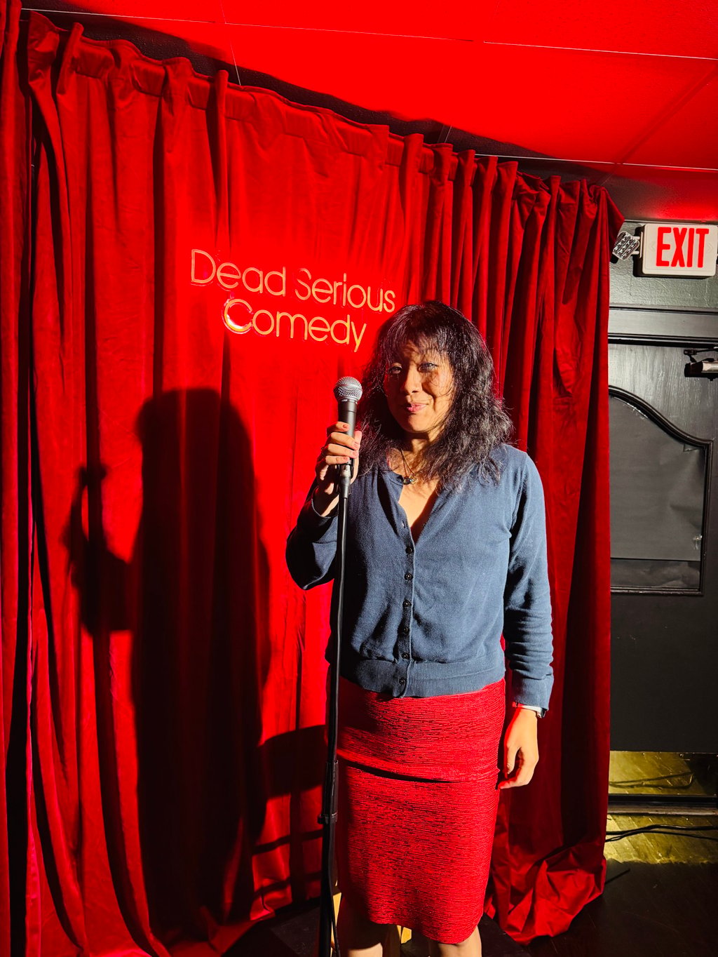 Amy Wu finds the lighter side of life at a comedy club in New Haven, Connecticut, in August 2026, to take her mind off health matters. Photo: courtesy of Amy Wu Amy Wu finds the lighter side of life at a comedy club in New Haven, Connecticut, in August 2026, to take her mind off health matters. Photo: courtesy of Amy Wu