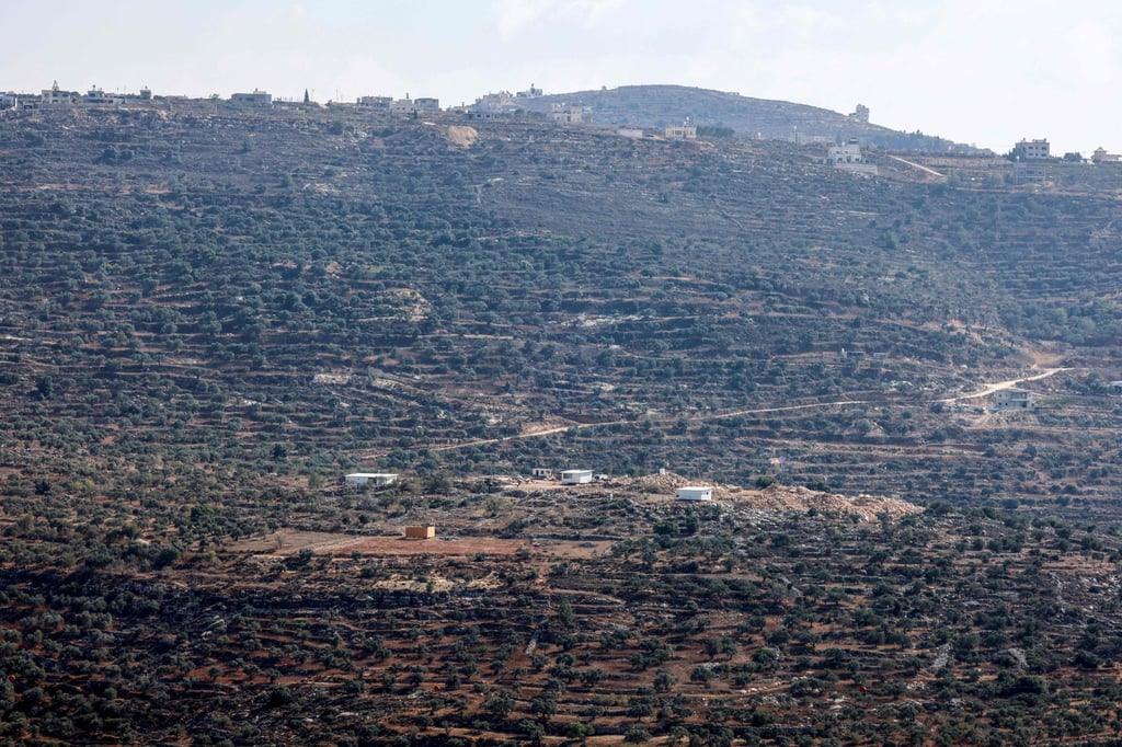 A new illegal Israeli outpost, across the way from the Palestinian village of Osrin in the Israeli-occupied West Bank, southeast of the city of Nablus. Photo: AFP