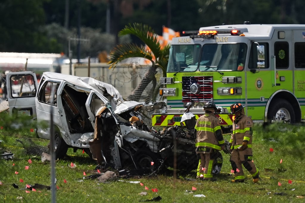 A damaged vehicle at the scene. Photo: AP A damaged vehicle at the scene. Photo: AP