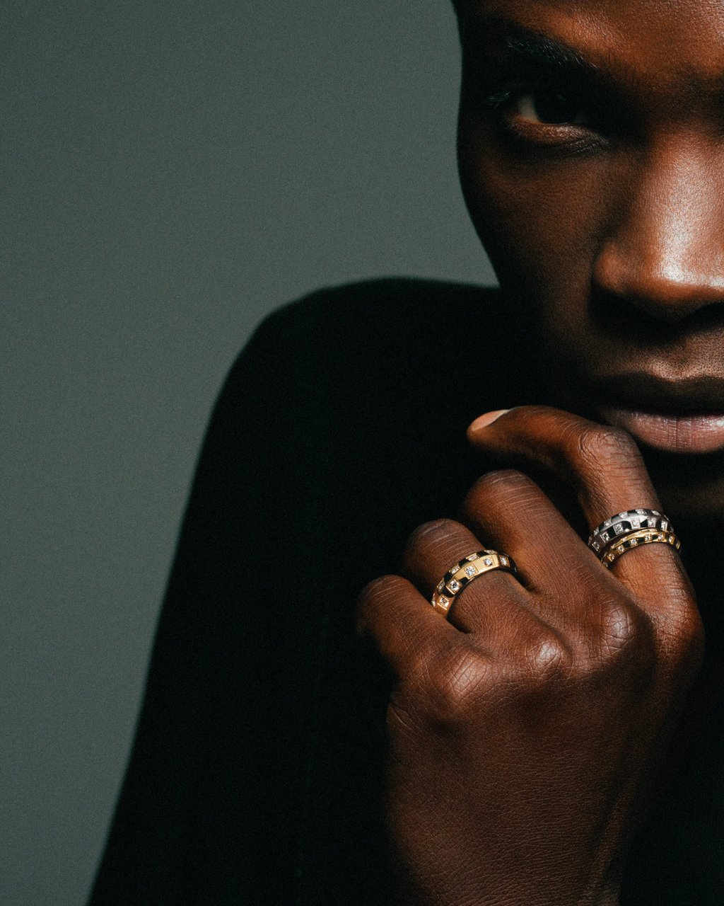 Le Damier de Louis Vuitton rings feature round diamonds in subtly angled square settings. Photo: Handout