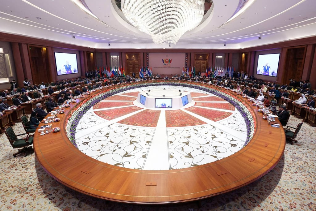 Delegates attend a session on the second day of the 18th Brics summit in New Delhi on Sunday. Photo: Government of India/dpa Delegates attend a session on the second day of the 18th Brics summit in New Delhi on Sunday. Photo: Government of India/dpa