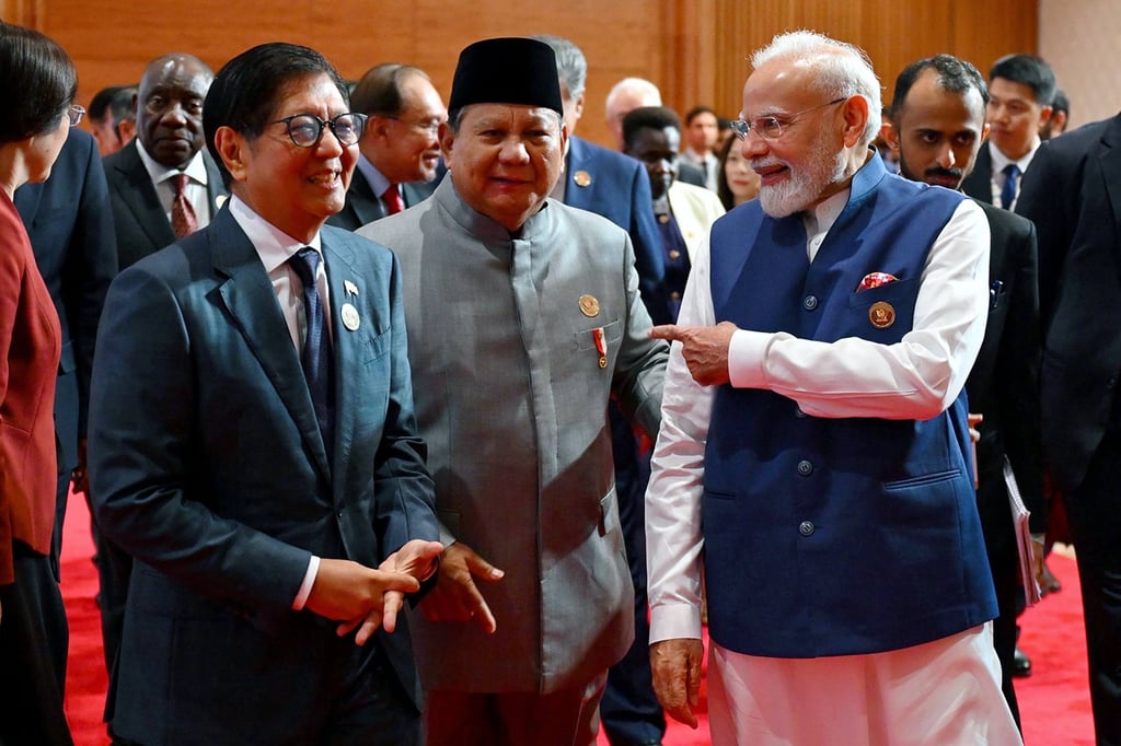 Modi (right) speaks with Indonesian President Prabowo Subianto (centre) and Philippine President Ferdinand Marcos Jnr during the Brics summit in New Delhi on Sunday. Photo: Indian Press Information Bureau/AFP Modi (right) speaks with Indonesian President Prabowo Subianto (centre) and Philippine President Ferdinand Marcos Jnr during the Brics summit in New Delhi on Sunday. Photo: Indian Press Information Bureau/AFP