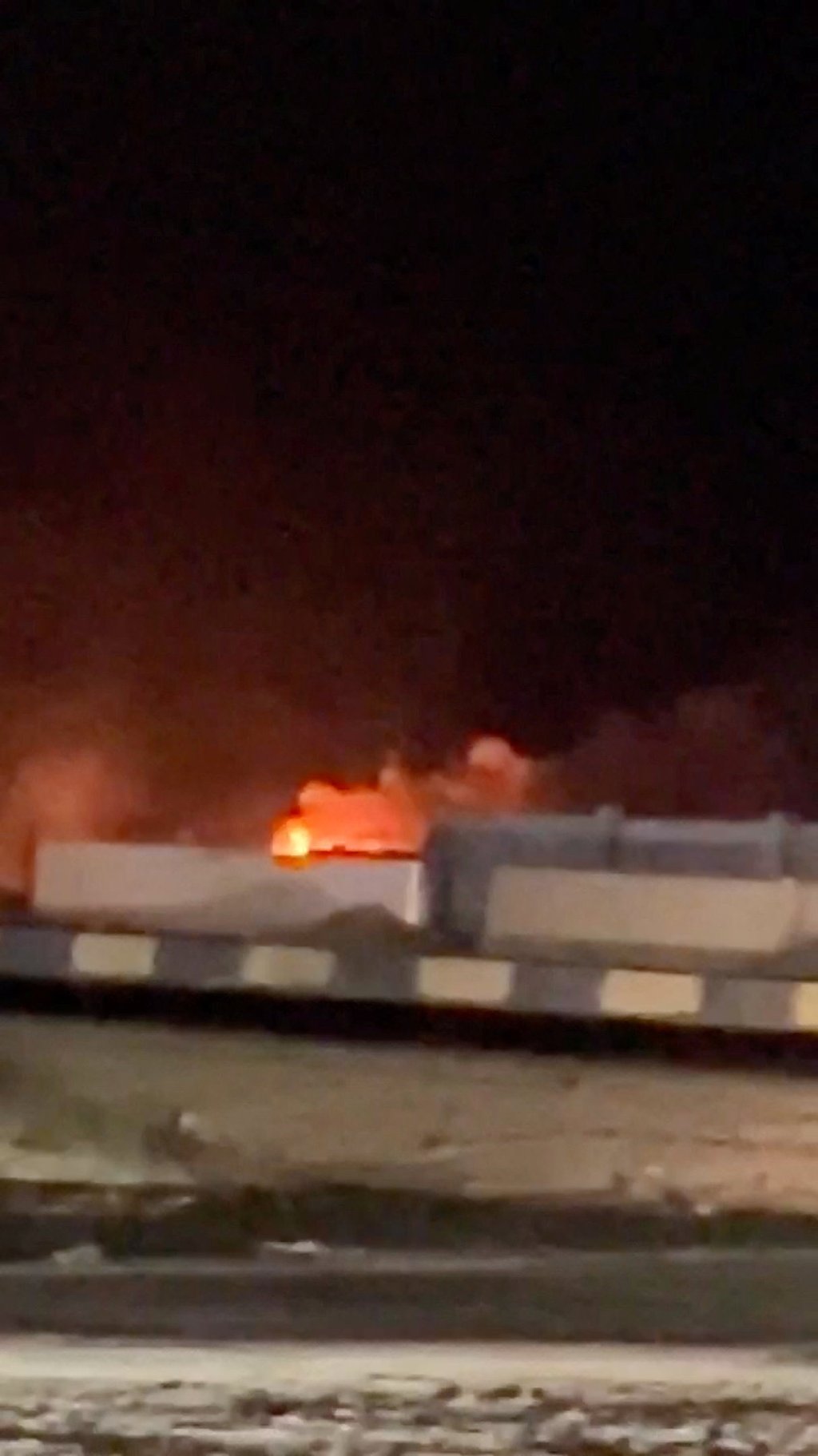 Smoke and flames rise in Chabahar, Iran after explosions in July. The nation was first attacked by the US and Israel in February. Photo: Social media via Reuters