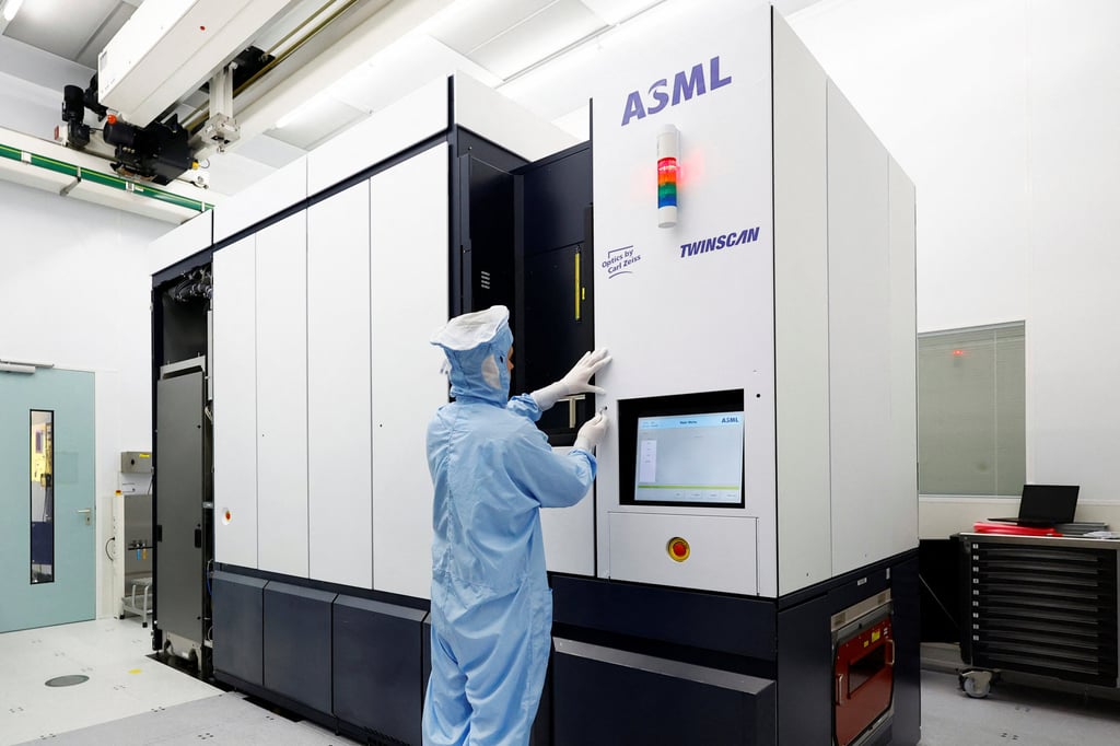 An assembly engineer works on a TWINSCAN DUV lithography system at ASML in Veldhoven, the Netherlands. Photo: Reuters An assembly engineer works on a TWINSCAN DUV lithography system at ASML in Veldhoven, the Netherlands. Photo: Reuters