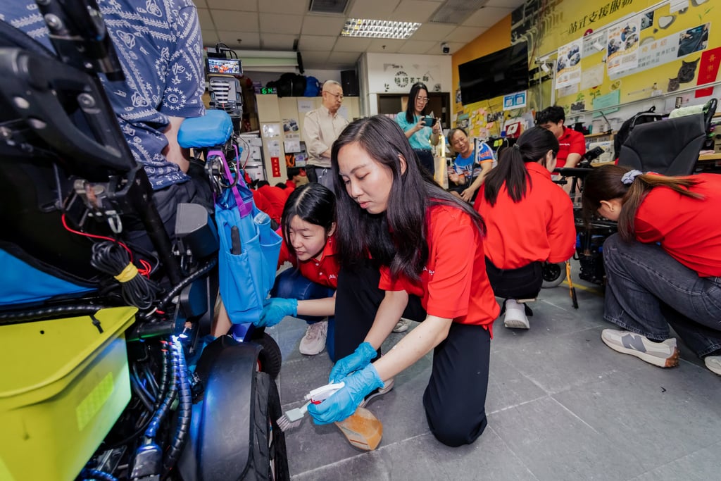 Yu takes part in a wheelchair-care and support volunteering workshop. Photo: courtesy Atta Yu Yu takes part in a wheelchair-care and support volunteering workshop. Photo: courtesy Atta Yu