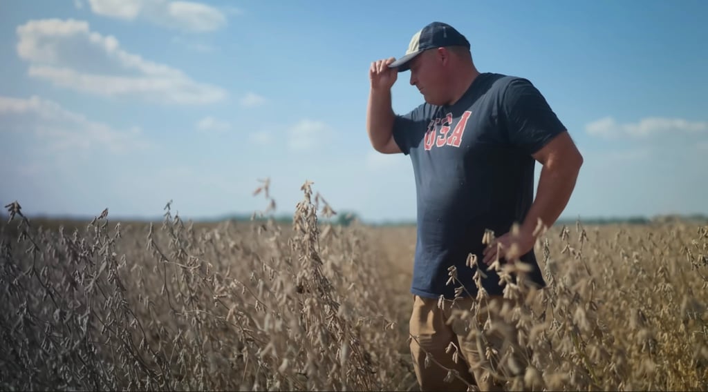 John Bartman, a soybean farmer, stands on his 900-acre farm in Marengo, Illinois. Photo: Handout John Bartman, a soybean farmer, stands on his 900-acre farm in Marengo, Illinois. Photo: Handout