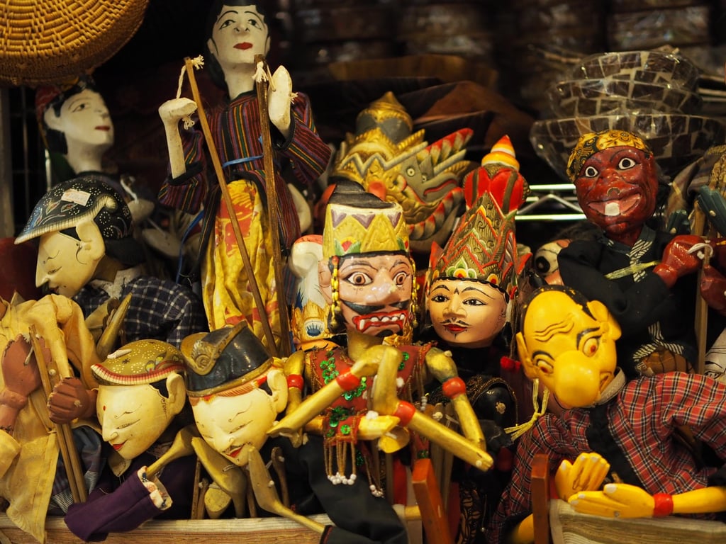 Traditional wooden puppets are among the handicrafts sold at souvenir shops in Kuala Lumpur’s historic Central Market, which was founded in 1888, originally as a wet market. Photo: Shutterstock