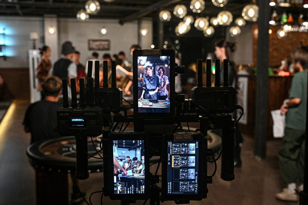 Monitor screens at a microdrama film studio in Shanghai pictured in October 2025. Photo: AFP