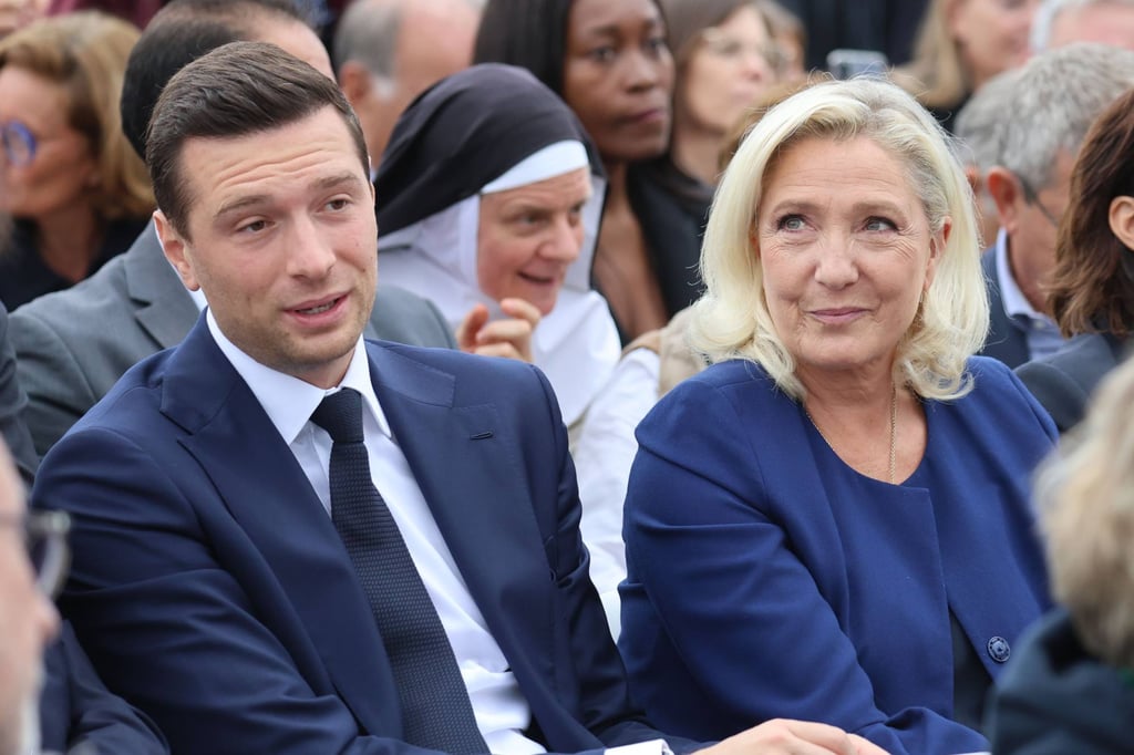 Bardella and Marine Le Pen at Place de la Concorde in Paris on Sunday. Photo: Agf /AGF via Zuma Press / dpa Bardella and Marine Le Pen at Place de la Concorde in Paris on Sunday. Photo: Agf /AGF via Zuma Press / dpa