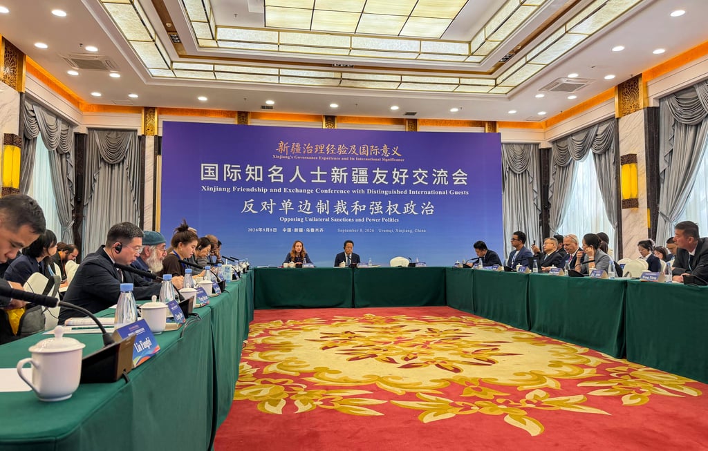 Sociology professor Lin Fangfei from Xinjiang University on the sidelines of an international conference in Urumqi on September 8. Photo: Xinlu Liang