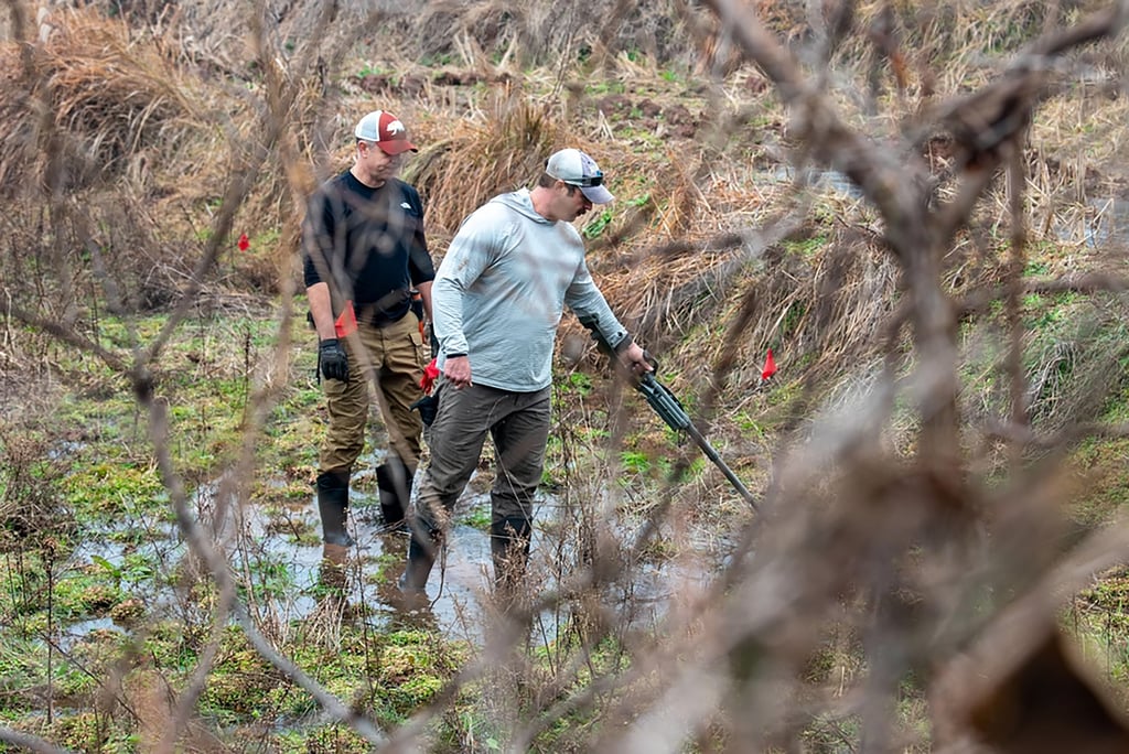 Two US naval personnel perform a metal sweep during a site survey in China on January 12, 2024. Photo: US Army Two US naval personnel perform a metal sweep during a site survey in China on January 12, 2024. Photo: US Army