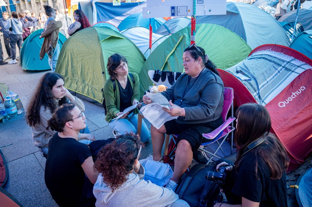 Housing rights protesters camp at Puerta del Sol in Madrid on Tuesday. Photo: dpa