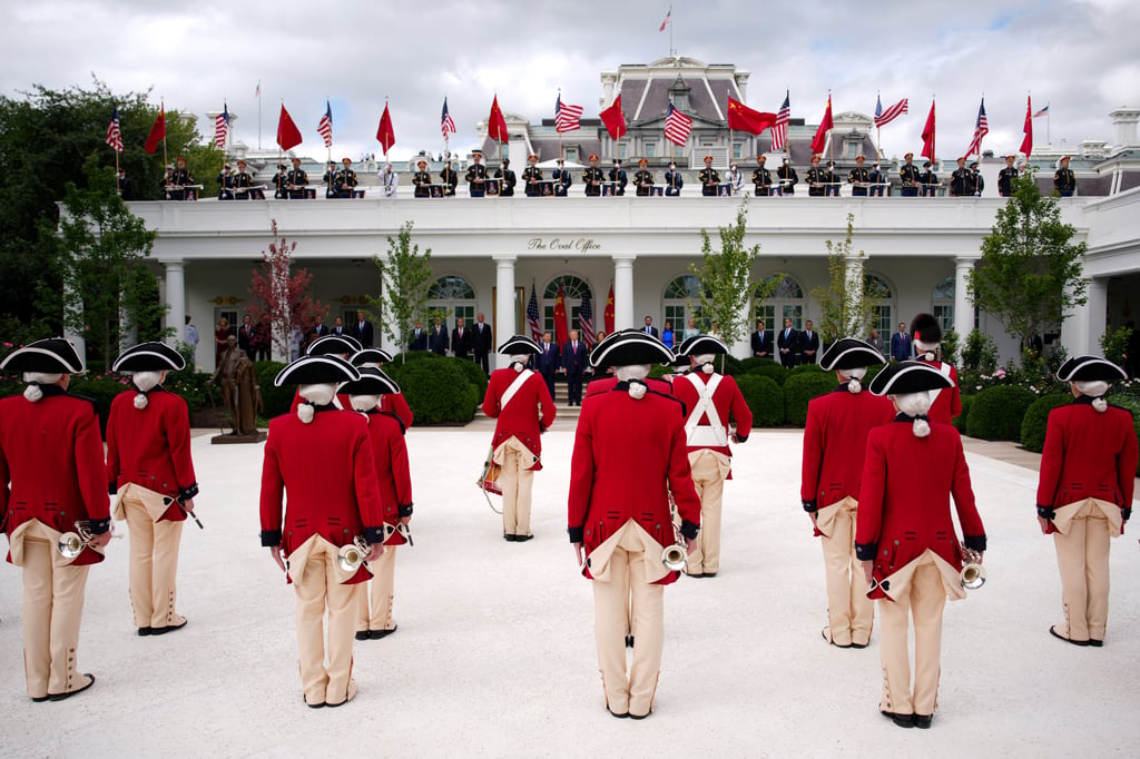 Chinese President Xi Jinping, US President Donald Trump and their wives attend a military review in the White House Rose Garden on September 24. Photo: Getty Images Chinese President Xi Jinping, US President Donald Trump and their wives attend a military review in the White House Rose Garden on September 24. Photo: Getty Images