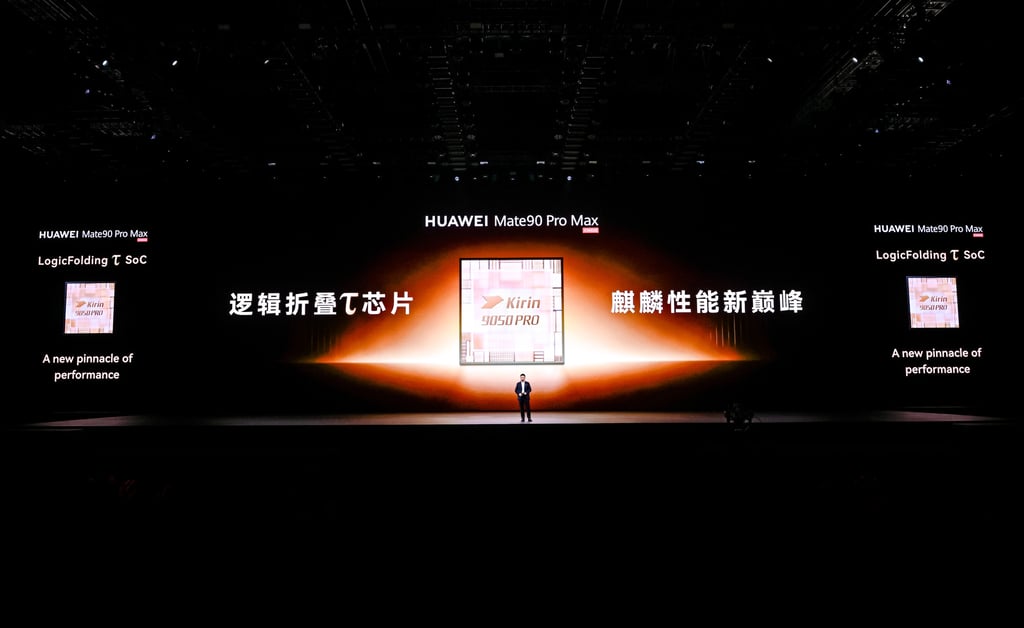 Huawei Technologies launches its flagship Mate 90 smartphone series, which is equipped with processors based on the company’s self-developed Tau chip design. Photo: Handout Huawei Technologies launches its flagship Mate 90 smartphone series, which is equipped with processors based on the company’s self-developed Tau chip design. Photo: Handout