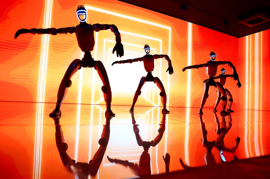 Unitree G1 humanoid robots dance during an event in Tokyo on September 8. Photo: Reuters Unitree G1 humanoid robots dance during an event in Tokyo on September 8. Photo: Reuters