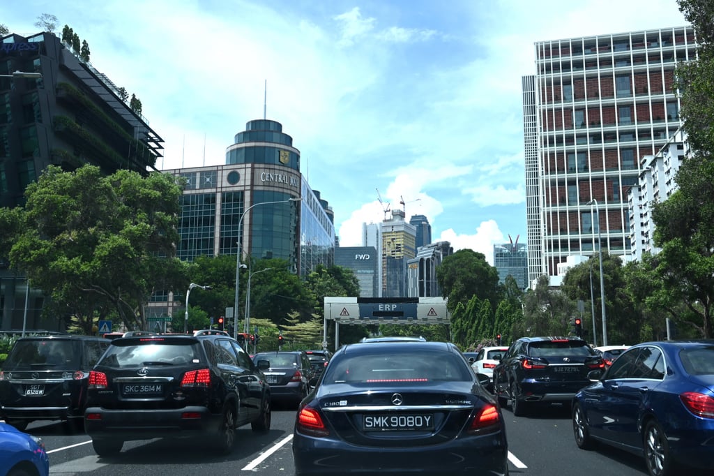 Motorists wait at a road junction near Singapore’s busy central business district. Photo: AFP