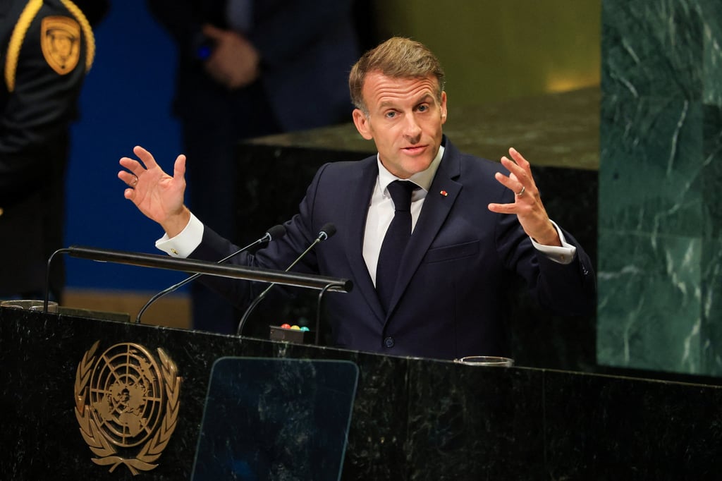 France’s President Emmanuel Macron addresses the 81st United Nations General Assembly in New York in September. Photo: Reuters France’s President Emmanuel Macron addresses the 81st United Nations General Assembly in New York in September. Photo: Reuters